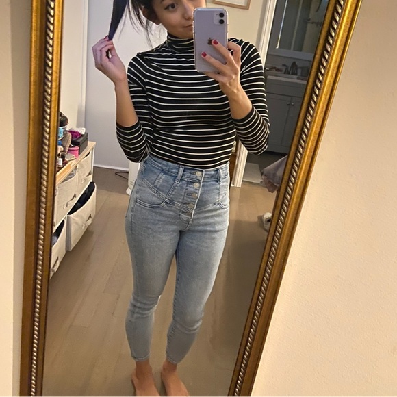 Divided Tops - Black and White Striped Turtleneck